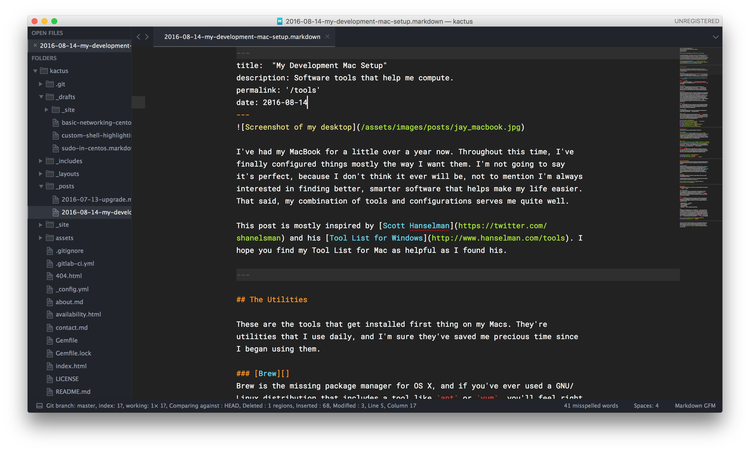 Screenshot of my SublimeText